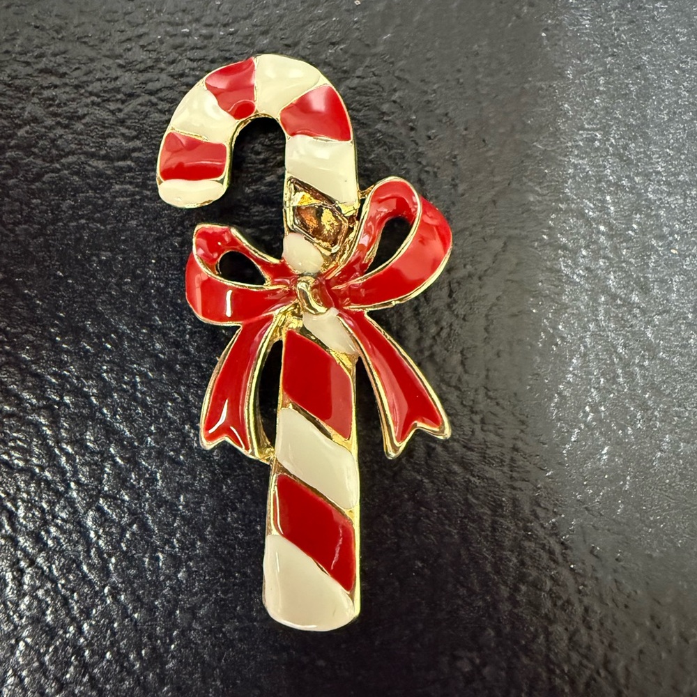Vintage Enamel Colorful Candy Cane Pin